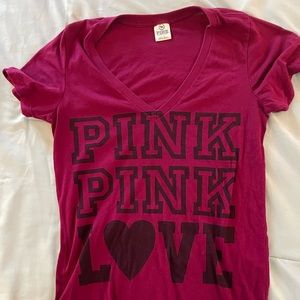 Vintage VS PINK Berry colored graphic v neck t-shirt PINK Victoria’s Secret